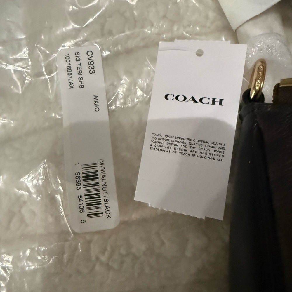 COACH Dark Brown Signature Shoulder Bag with Gold Hardware - Picture 4 of 5